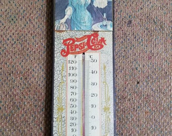 Nostalgic Drink Pepsi-Cola Wooden Thermometer Sign 23x7 WORKS!