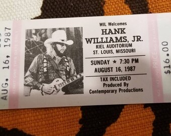 Hank Williams Jr. Kiel Auditorium St Louis Missouri August 16 1987 UNUSED Concert Ticket