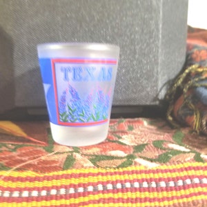 Vaso de chupito vintage de vidrio esmerilado de Texas