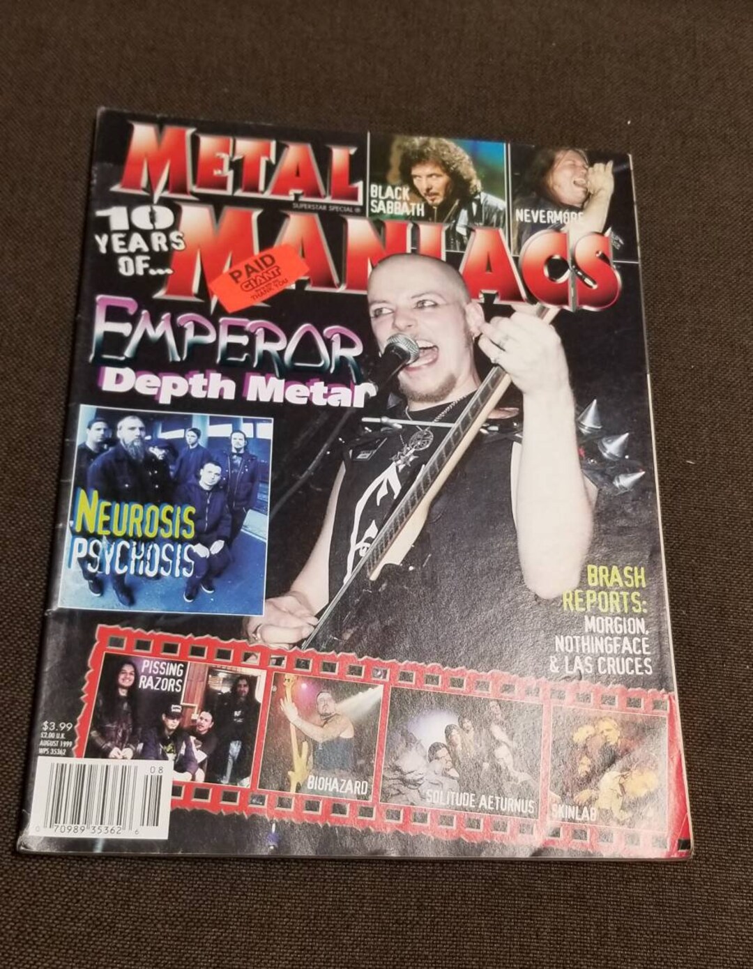 Metal Maniacs Magazine August 1999 Emperor Cover Etsy
