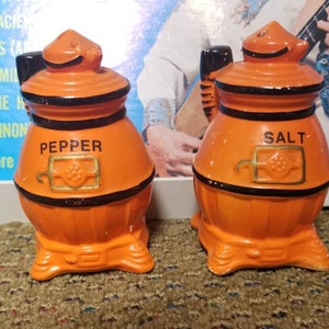 Vintage Wood Burning Stove Salt and Pepper Shakers