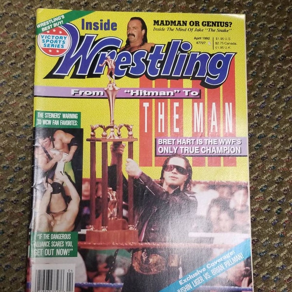Victory Sports Series Inside Pro Wrestling Magazine Bret Hart Cover April 1992