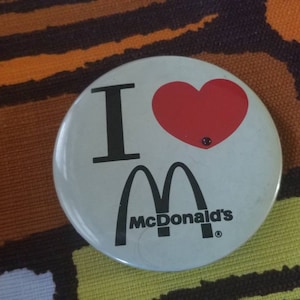 Vintage I Love McDonalds Light Up Pinback Button