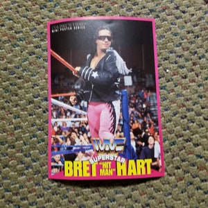 Vintage WWF 1994 Coliseum Video Wrestling Mini Poster Bret Hart wwe wcw aew 5x7