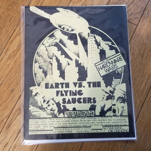 Vintage Wisconsin Film Society Earth Vs The Flying Saucers Promotional Flyer