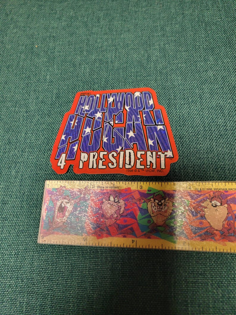 Vintage 1990s WCW NWO Hulk Hogan for President Vending Machine Sticker ...