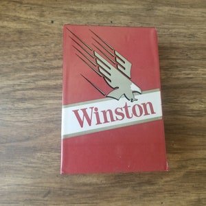 Scatola di plastica pubblicitaria per portapenne/penna per sigarette vintage Winston