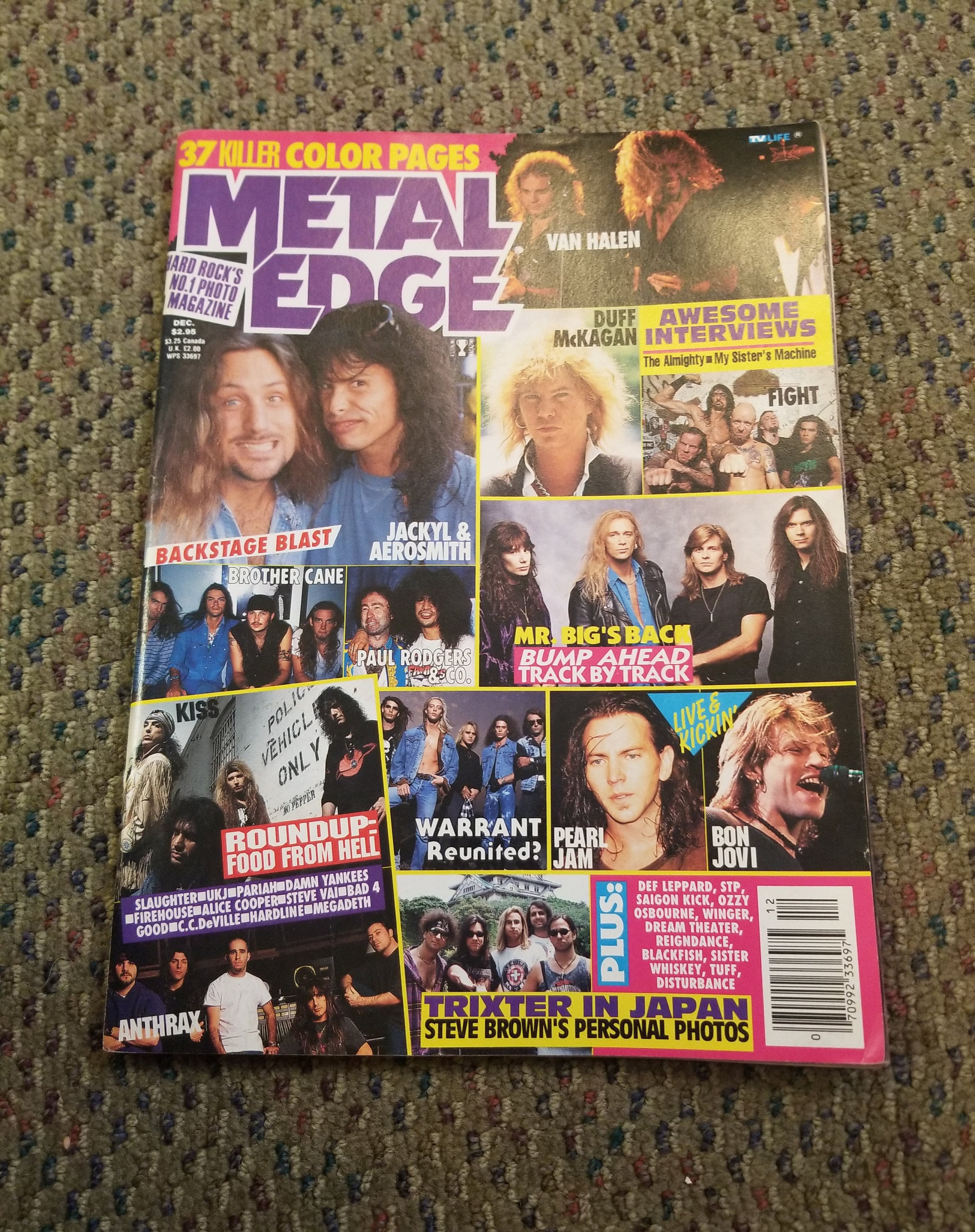 Metal Edge Magazine September 1993 Mr Big Jackyl Aerosmith Van