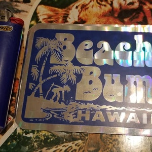 Vintage Beach Bum Hawaii Prismatic Sticker