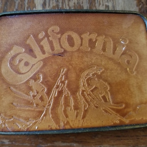 Vintage California Branded Leather Belt Buckle