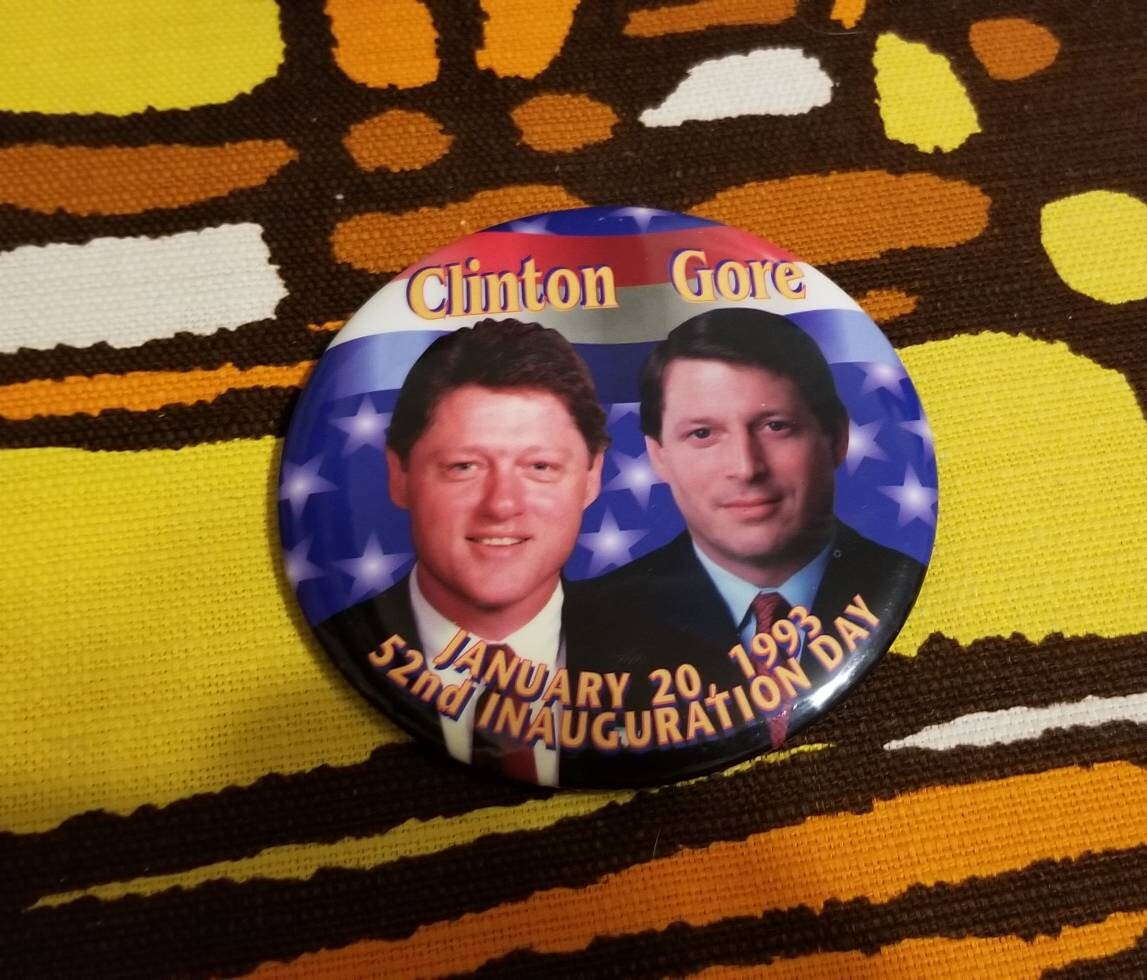 Vintage Clinton Gore January 20th 1993 52nd Inauguration Day Pin Button ...