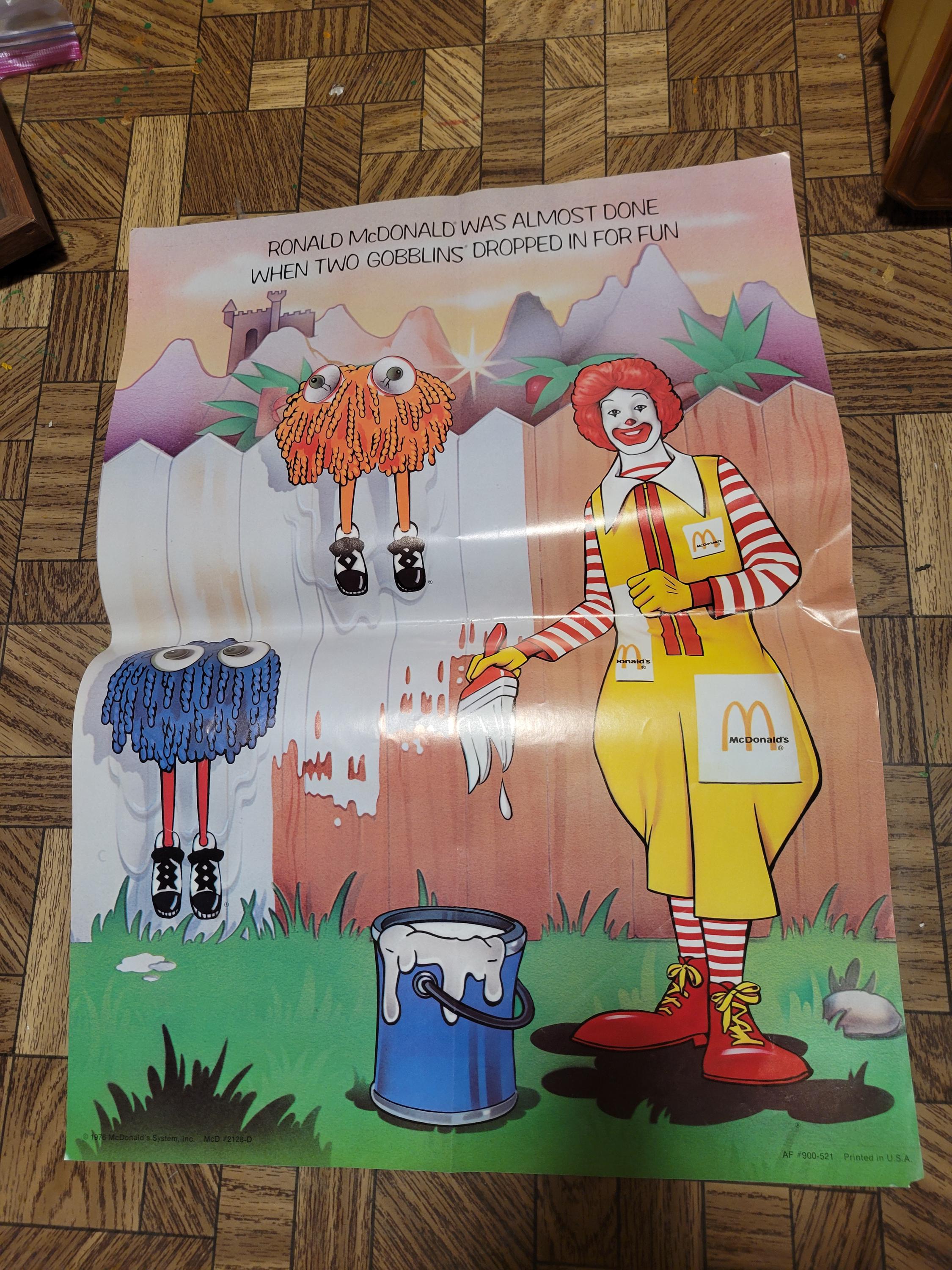 1976 Ronald Mcdonald Gobblins Mcdonald's Promo Poster 2128-D 22