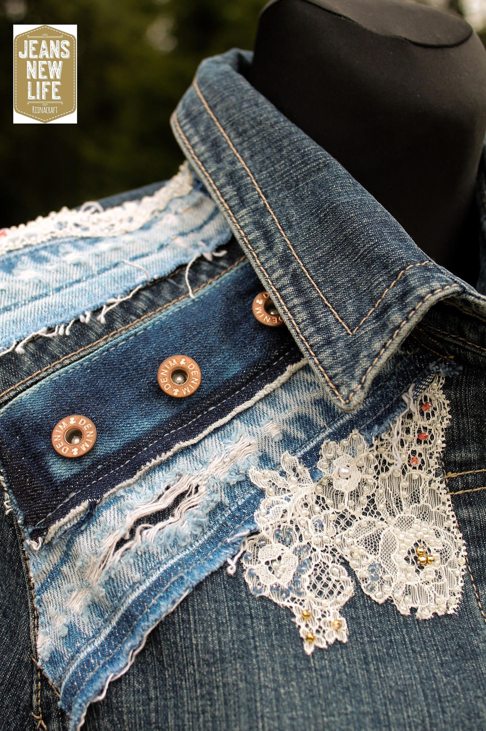 Redesign Denim Jacket Reuse Patchwork Pearls Embroidery. - Etsy