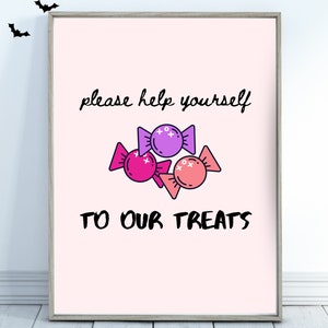 Help Yourself To Our Treats Pink Halloween Posters, Instant Download