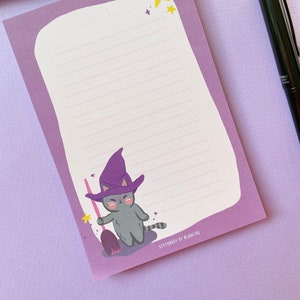 Halloween Memopad- Lindo protector de brujas gato Bloc de notas con líneas