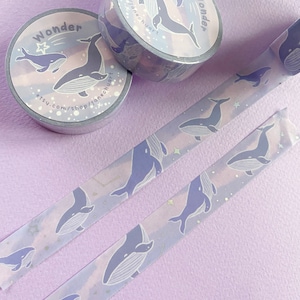 Holographic Celestial Whale Washi Tape- Beautiful Shimmering Foil Tape for Wrapping, Scrapbooking or Journaling
