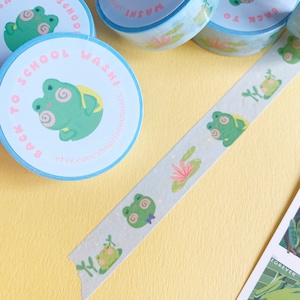 Miss Froggy Back to School Washi Tape- Cute Frog Tape for Wrapping, Scrapbooking or Journaling