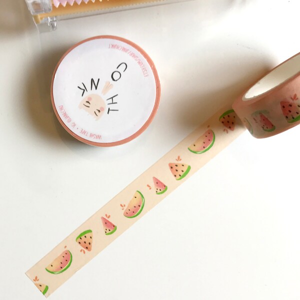 Summer Watermelon Washi Tape- Fruit Tape for Wrapping, Scrapbooking or Journaling