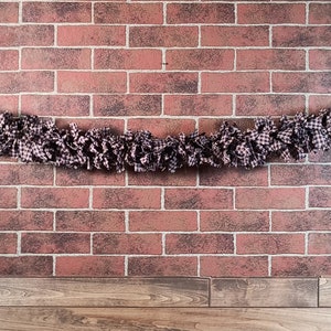 Primitive Red, White & Blue Cotton Check Rag Garland, Fabric Farmhouse Banner, 4th of July, Rustic Curtain, Fathers Day, Fireplace Swag.