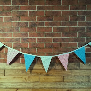 Red White & Blue Flag Bunting, Fabric Farmhouse Banner, Primitive Decor, Bridal Shower, Photo Prop, Country Wedding. Glamper Rag Curtain.