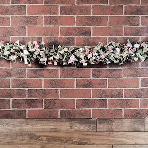 Pink & Green Country Rag Garland, Fabric Farmhouse Banner, Birthday, Bridal Shower, Rustic Photo Prop, Cake Table Backdrop. Glamper Swag.