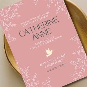 First Communion Invitation Template | DIY Invitation, Digital Invitations or Printed Invitations