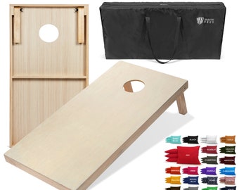 Tailgating Pros 4'x2' Cornhole Boards w/ Carrying Case & set of 8 Cornhole Bags (YOU PICK COLOR) 28 Bag Colors! Optional Light Package!