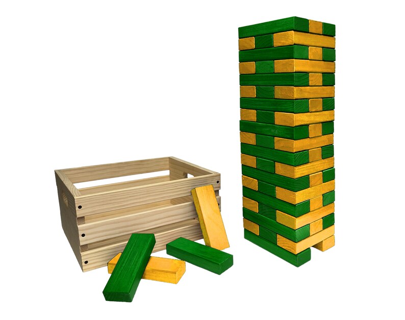 Tailgating Pros Premium Giant Toppling Timbers with Wooden Crate-Customize Your Set by Choosing Your Colored Blocks-Add Tipsy Game Stickers image 7