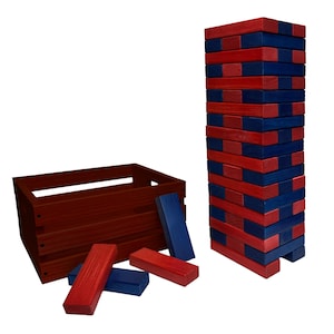 Tailgating Pros Premium Giant Toppling Timbers with Stained Crate-Customize Your Set by Choosing Your Colored Blocks-Add Tipsy Game Stickers