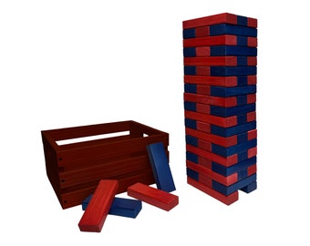 Tailgating Pros Premium Giant Toppling Timbers with Stained Crate-Customize Your Set by Choosing Your Colored Blocks-Add Tipsy Game Stickers