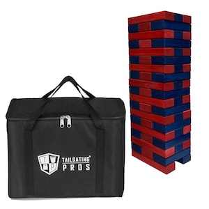 Tailgating Pros Premium Giant Toppling Timbers with Carrying Case-Customize Your Set by Choosing Your Colored Blocks-Add Tipsy Game Stickers