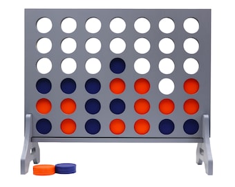 Premium Grey Giant Four in a Row With Carrying Case- Choose Your Puck Colors!
