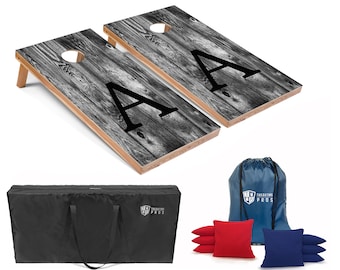 Tailgating Pros 4'x2' Grey Monogrammed Cornhole Boards w/ Carrying Case, optional Light Package and set of 8 Bags!