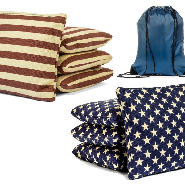 8 Regulation Cornhole Bags. Weathered Stars and Stripes. USA Handmade. Free Expedited Shipping. American Flag Bags