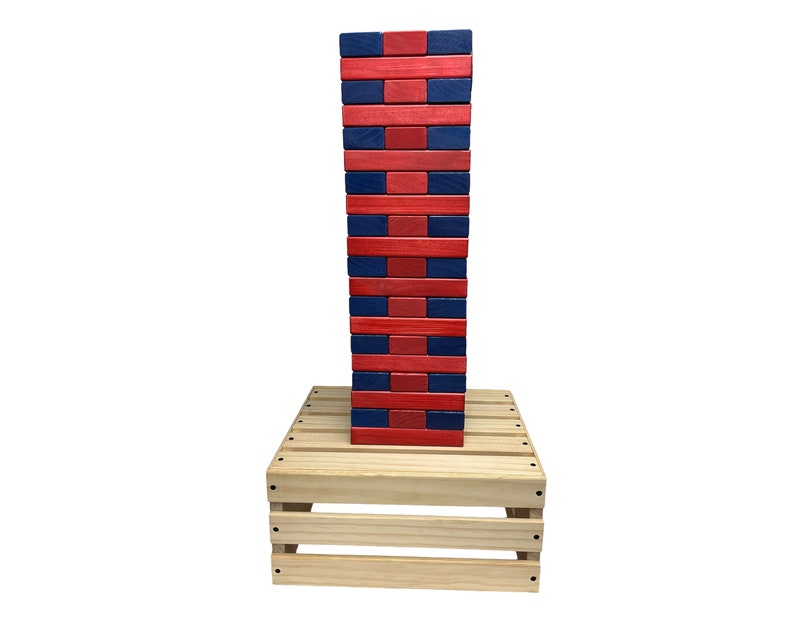 Tailgating Pros Premium Giant Toppling Timbers with Wooden Crate-Customize Your Set by Choosing Your Colored Blocks-Add Tipsy Game Stickers image 2