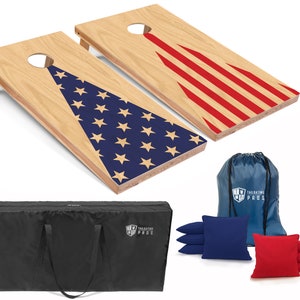 Tailgating Pros 4'x2' Patriotic Inverted Pyramid Cornhole Boards w/ Carrying Case, optional Light Package and set of 8 Bags!