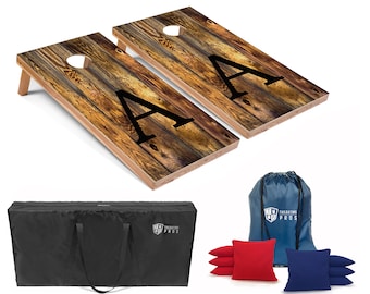 Tailgating Pros 4'x2' Honey Monogrammed Cornhole Boards w/ Carrying Case, optional Light Package and set of 8 Bags!