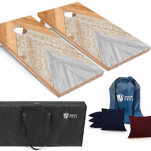 Tailgating Pros 4&#39;x2&#39; Light Wooden Chevron Cornhole Boards w/ Carrying Case, optional Light Package and set of 8 Bags!