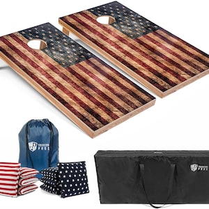 Flag cornhole boards with built in LED lights