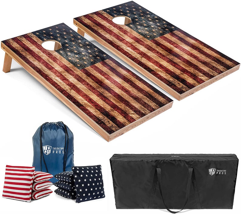 Flag cornhole boards with built in LED lights