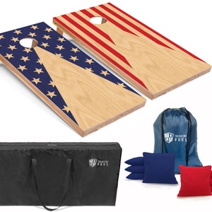 Tailgating Pros 4'x2' Patriotic Pyramid Cornhole Boards w/ Carrying Case, optional Light Package and set of 8 Bags!