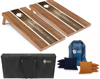 Tailgating Pros 4'x2' Solid Wooden Cornhole Boards w/ Carrying Case, optional Light Package and set of 8 Bags!