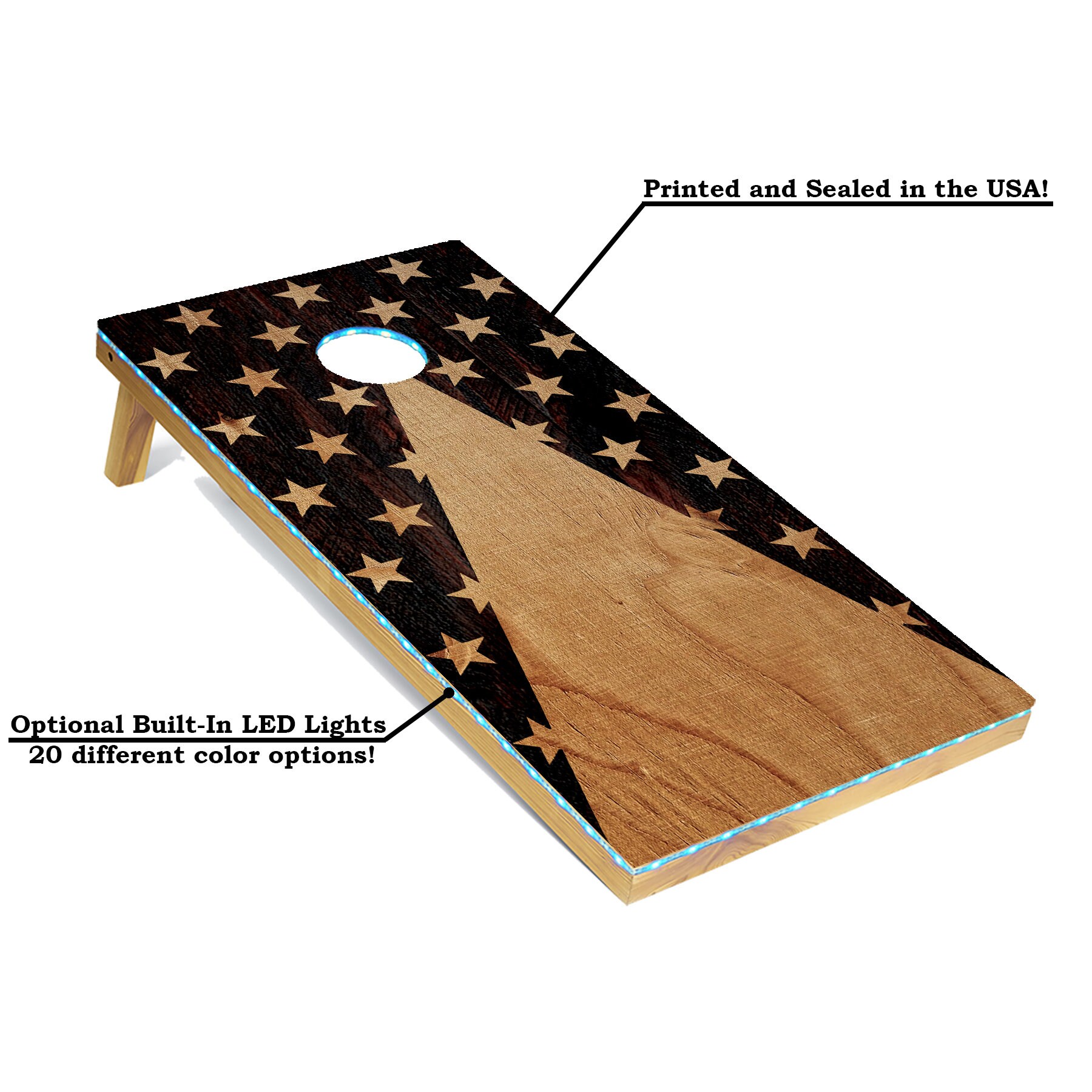 Free Shipping! Tailgating Pros Pyramid Cornhole Board Set W/ Bean Bags And Carrying Case 4 X2 Regulation Corn Hole Toss Game Optional Led Lights