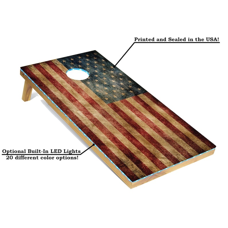 Distressed american flag board with built in LED lights