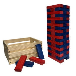 Tailgating Pros Premium Giant Toppling Timbers with Wooden Crate-Customize Your Set by Choosing Your Colored Blocks-Add Tipsy Game Stickers image 1