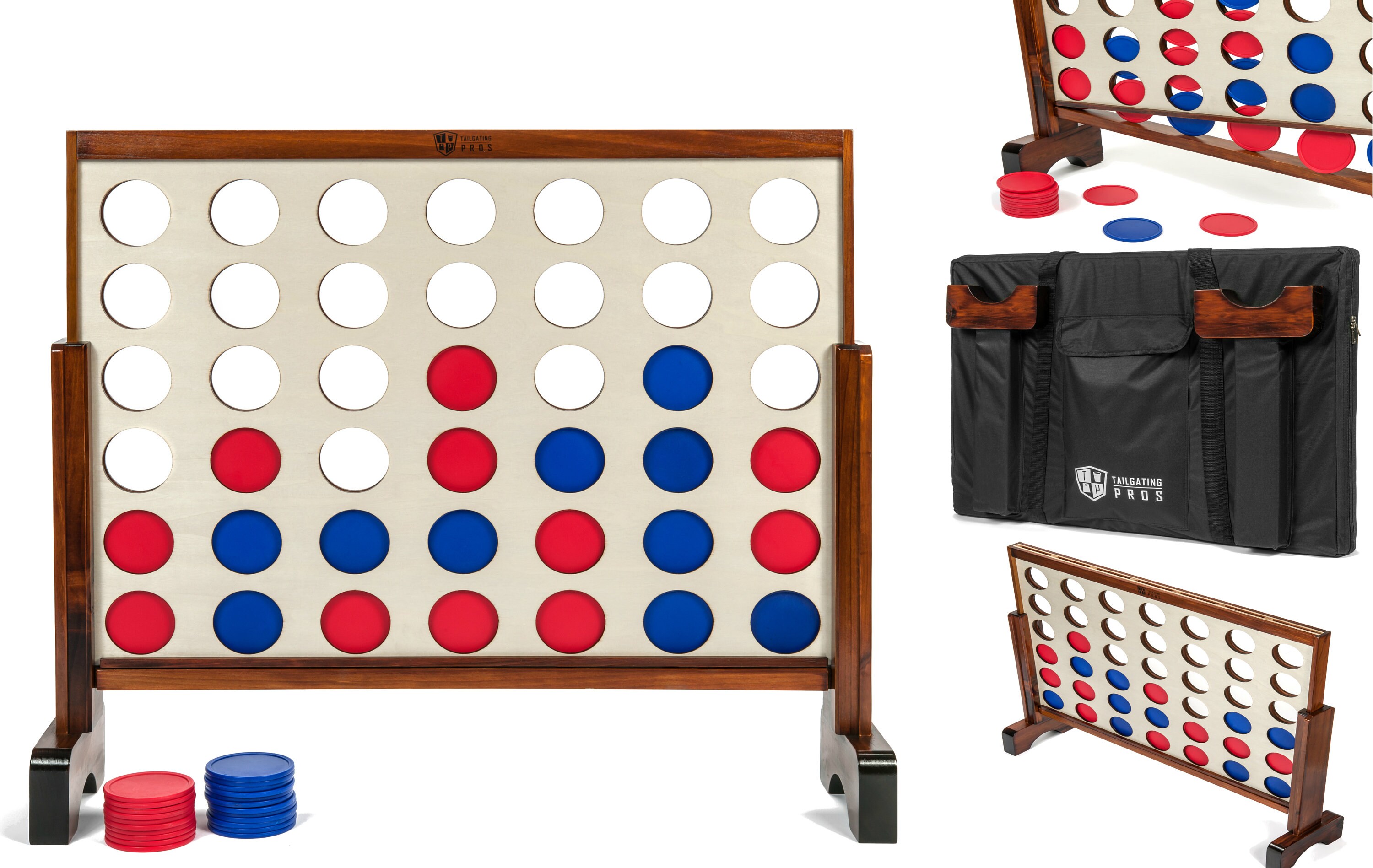 Giant Stained Four in a Row Connect With Carrying Case- Free Shipping