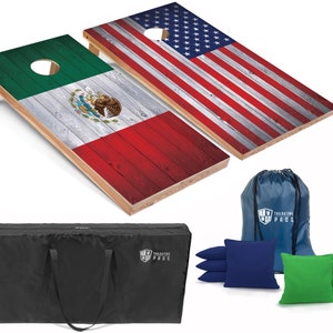 Tailgating Pros 4'x2' Mexico and US Flag Cornhole Boards w/ Carrying Case, optional Light Package and set of 8 Bags!