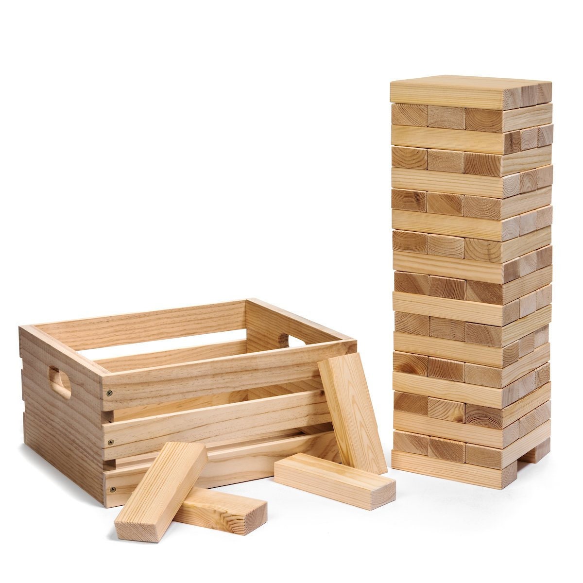Premium Giant Block Stacking Game with Wooden Carrying Crate Free Shi…
