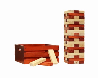 Tailgating Pros Natural Giant Toppling Timbers with Stained Crate-Customize Your Set by Choosing Your Blocks-Add Tipsy Game Stickers