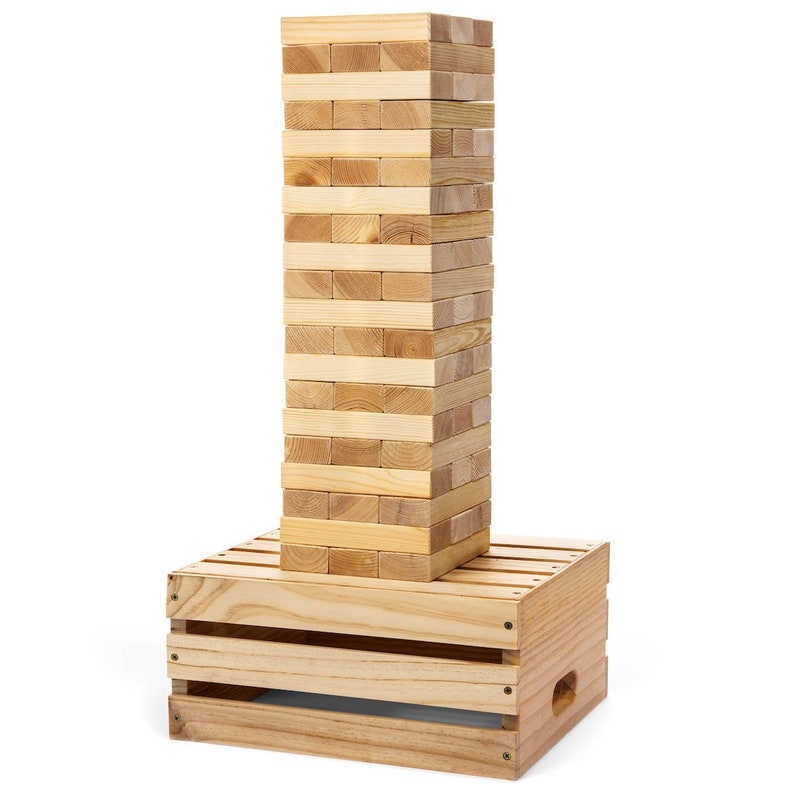 Premium Giant Block Stacking Game with Wooden Carrying Crate Etsy